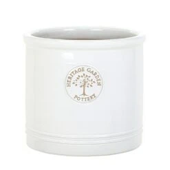 Woodlodge 38cm White / Cream Glazed Heritage Cylinder Pot -Plantern Pot Sales 5021346500646 3
