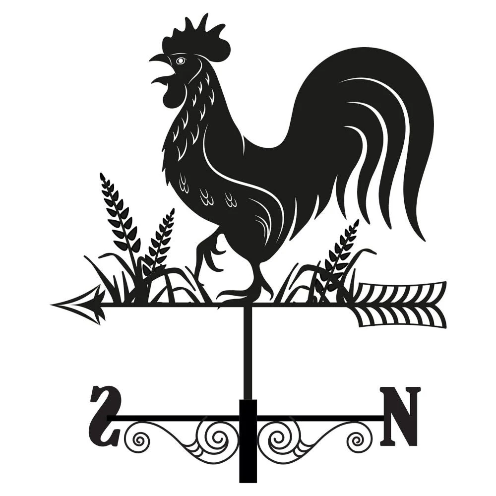 Primus Metal Cockerel Silhouette Weathervane 3 Primus Metal Cockerel Silhouette Weathervane