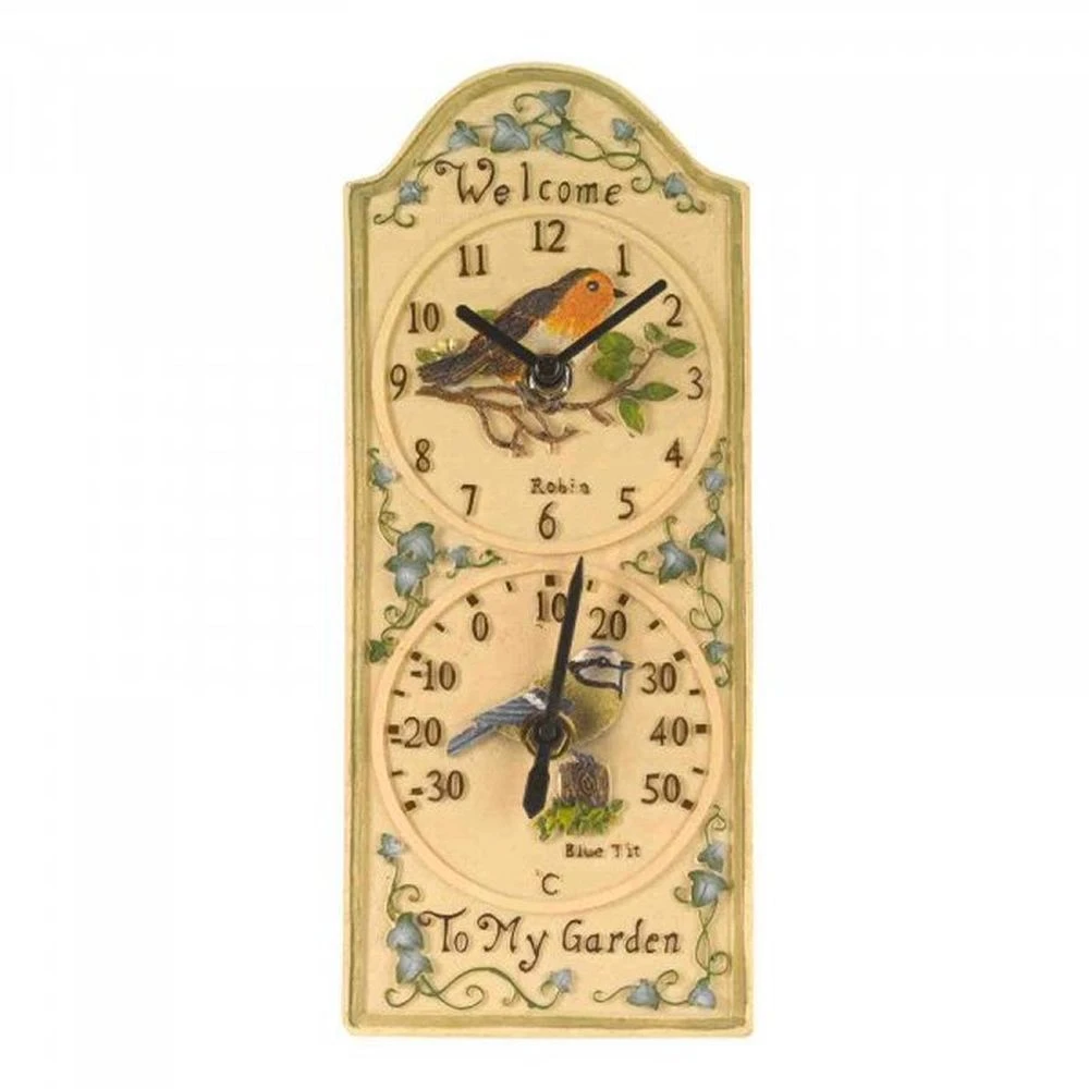 Outside In 28cm Birdberry Wall Clock & Thermometer 3 Outside In 28cm Birdberry Wall Clock & Thermometer