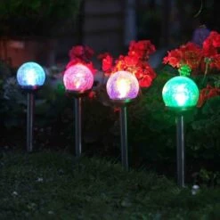 Smart Solar 35cm Crackle Globe Colour Changing Stake Lights (5 Pack) -Plantern Pot Sales 5050642008471 2