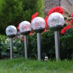 Smart Solar 35cm Crackle Globe Colour Changing Stake Lights (5 Pack) -Plantern Pot Sales 5050642008471 3