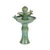 Lumineo 67cm Green Ceramic Two-Tier Bird Basin Water Fountain 2 Lumineo 67cm Green Ceramic Two-Tier Bird Basin Water Fountain -Plantern Pot Sales 8720093393330